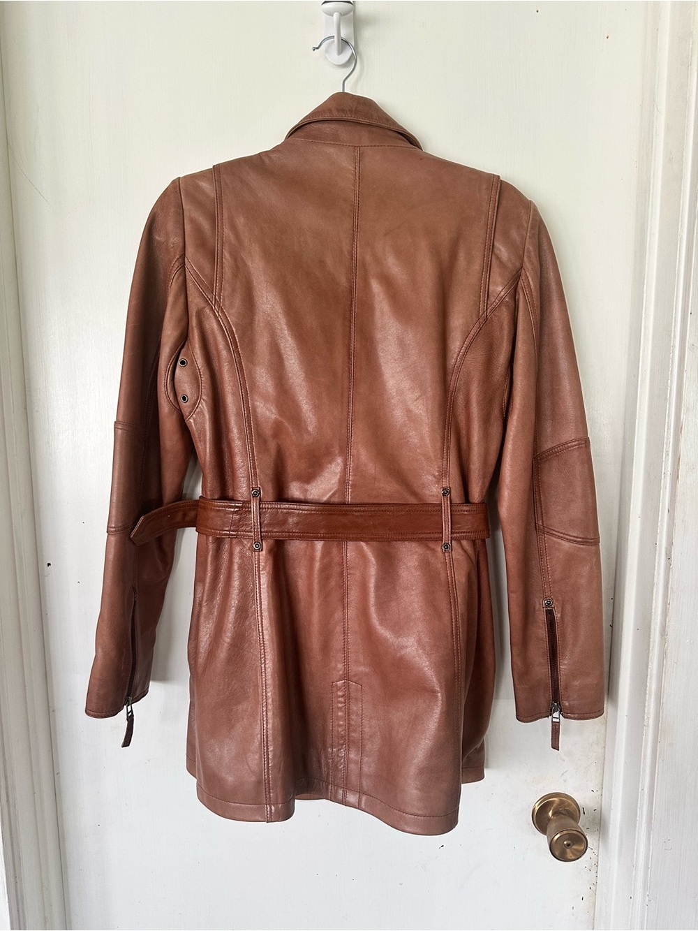 Scully Light Brown Long Leather Jacket Feminine Size S - Picture 4 of 9